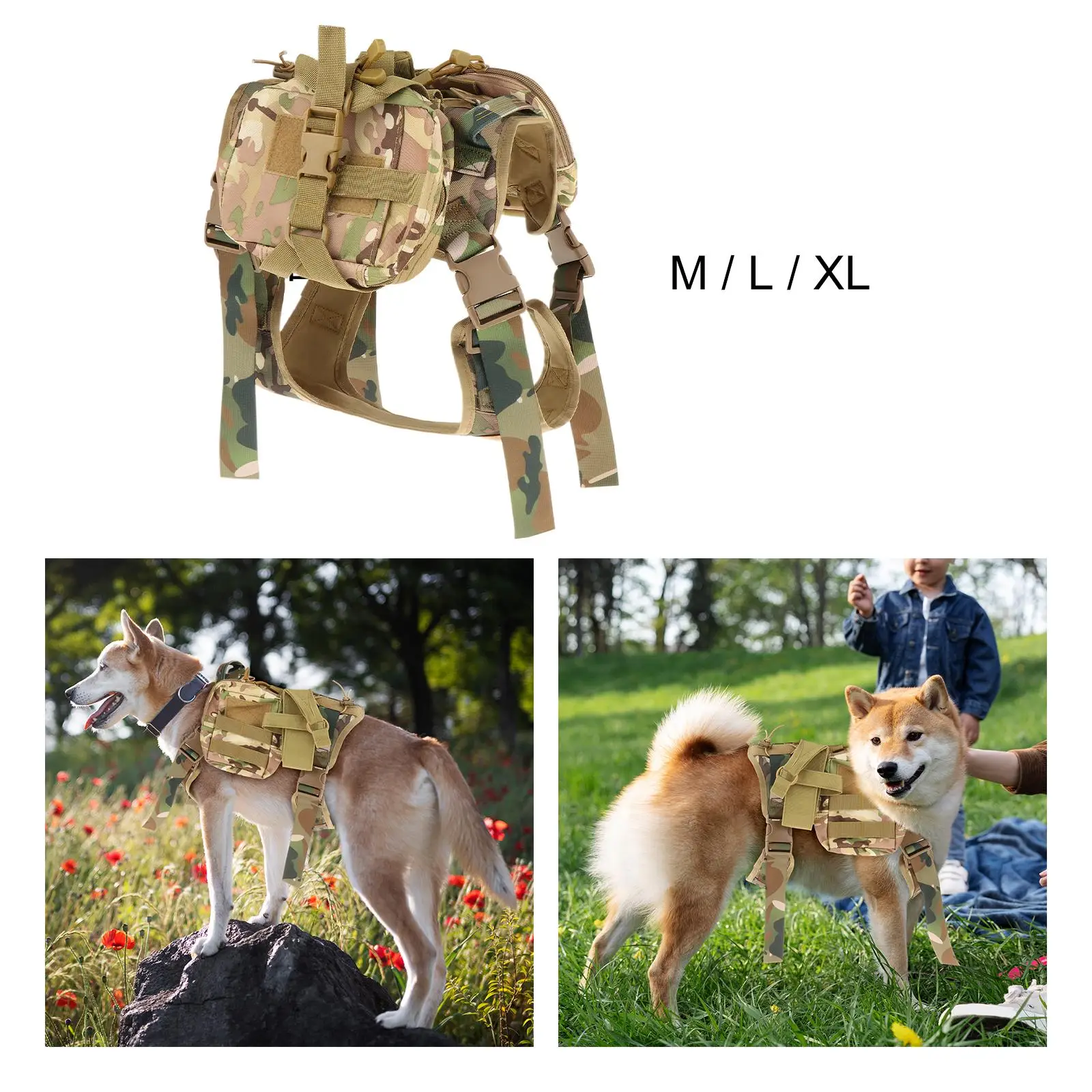 

Dog Hiking Backpack Outdoors Dog Backpack Rucksack Harness Adjustable Nylon Dog