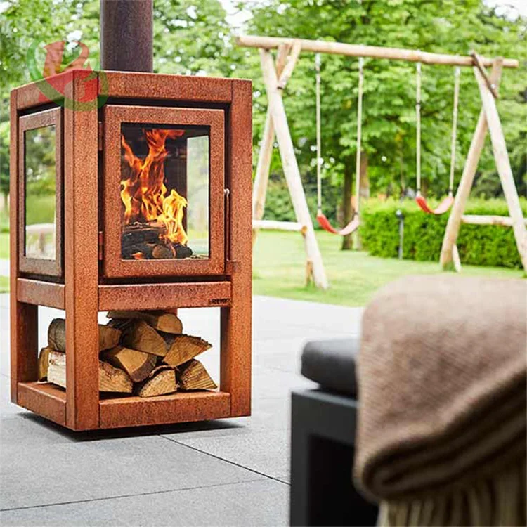 

corten steel outdoor freestanding wood burning fireplace wood burning stoves garden fireplace