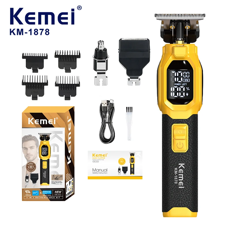

Kemei 1828, электрические машинки для стрижки волос, бритва, триммер для волос в носу, 3 в 1, машинки для стрижки волос, парикмахерские мужские профессиональные парикмахерские наборы