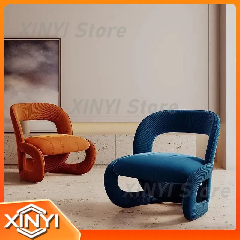 Designer Single Sofa Chair for Wabi Wind B & B Apartment Leisure Backrest Bedroom Special-Shaped Solid Wood Simple Sofa