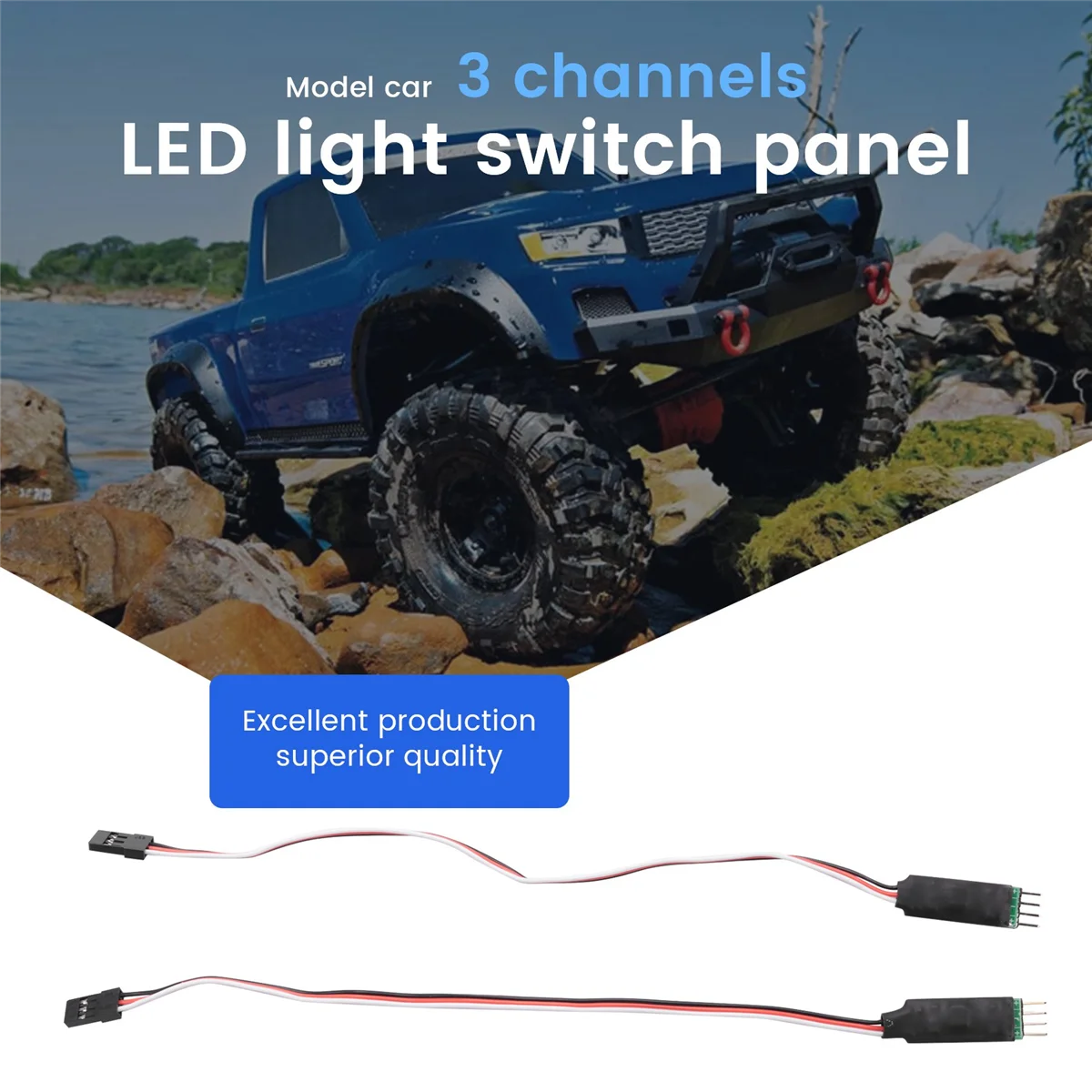 New 2Pcs 3CH 3-Channel LED Lamp Light Control Switch Panel for 1/10 1/8 RC Model Car HSP TAMIYA Axial SCX10 Traxxas Trx4