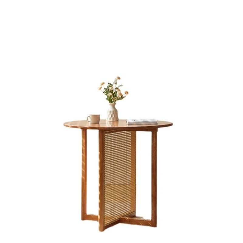 

Rattan solid wood dining table and chairs small apartment household living