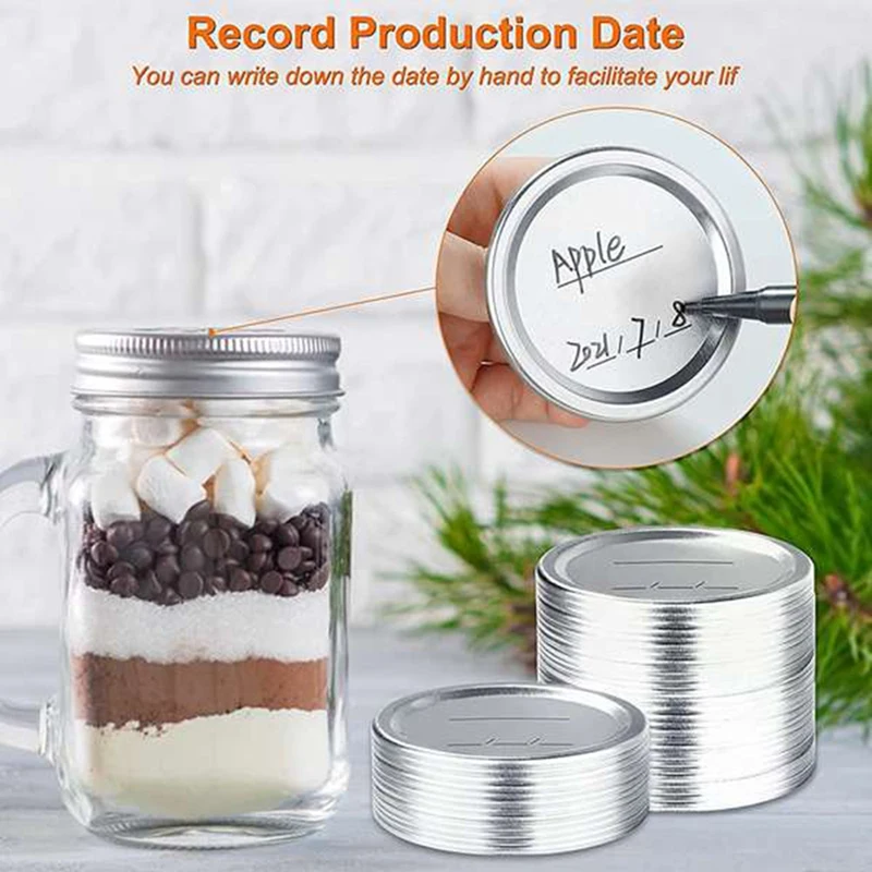 DT39 100 Pcs Wide Mouth Canning Lids for Ball Kerr Jars, 86mm Leakproof Mason Jar Lids, Split Type Tinplate Lids for Canning