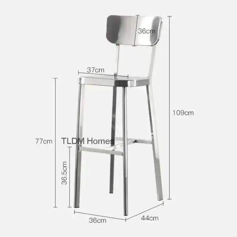 

Stainless Minimalist Steel Italian Chairs Bar Design Counter Metal Bar Stool Kitchen Restaurant Bar Furniture High Chairr l