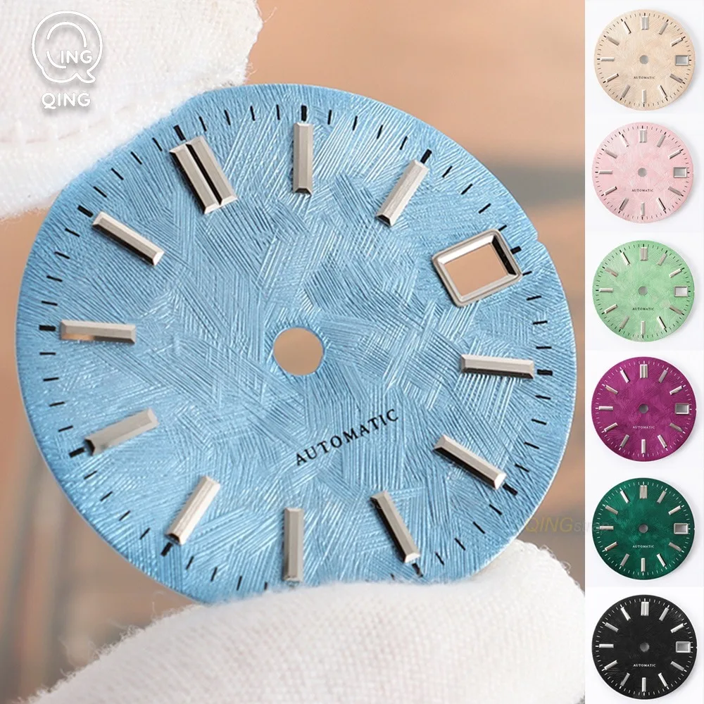 NH35 Wine Red Green White Birch Tree Pattern Automatic Dial NH35 Dial 28.5mm Face Silver Scale Multi Color NH35 Dial Watches Mod