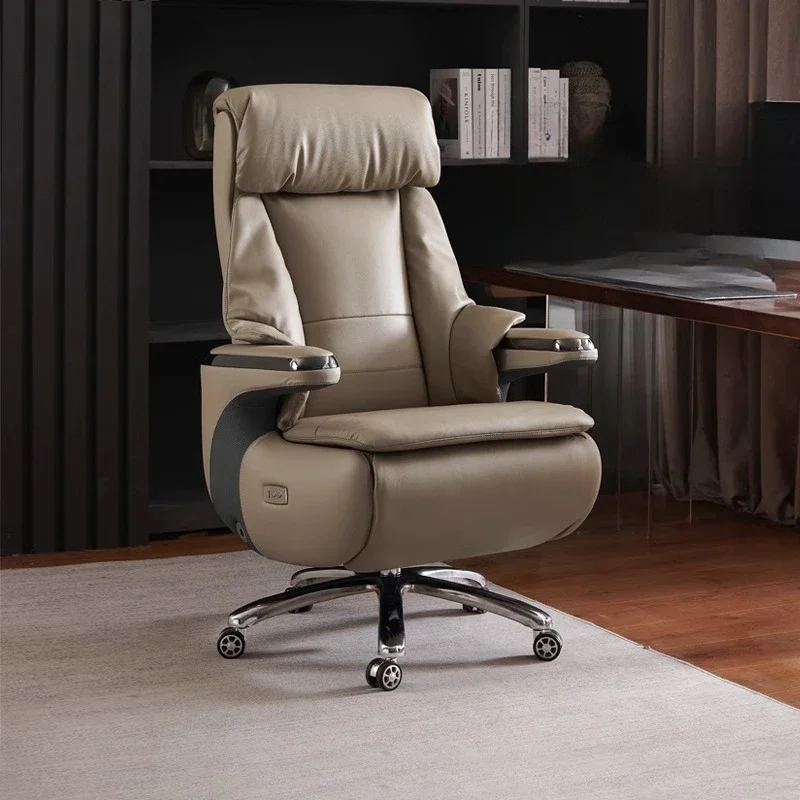 Senior Leather Office Chairs Ergonomic Comfortable Adjust Recliner Office Chairs Mobile Luxurious Furniture Silla Oficina LLOC