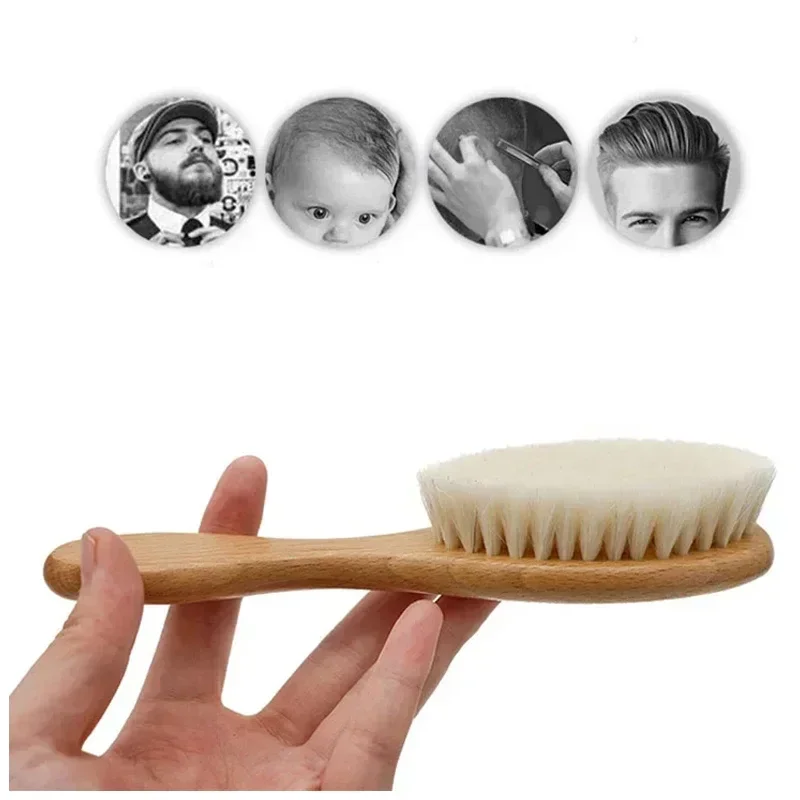 Peine de pelo de madera para recién nacido, peine de lana Natural, cepillo para el pelo, masajeador de cabeza infantil, accesorios portátiles para niños pequeños para bebé recién nacido