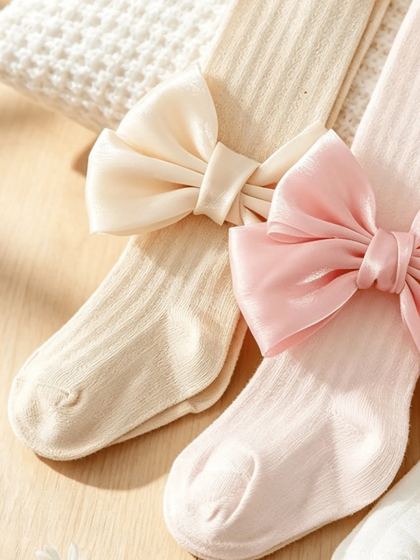 3Pack Toddler Big Satin Bow Mesh Tights Anti-Mosquito Nylon Spandex Pantyhose Casual Wedding Lolita Party Stockings Girls 0-9Y