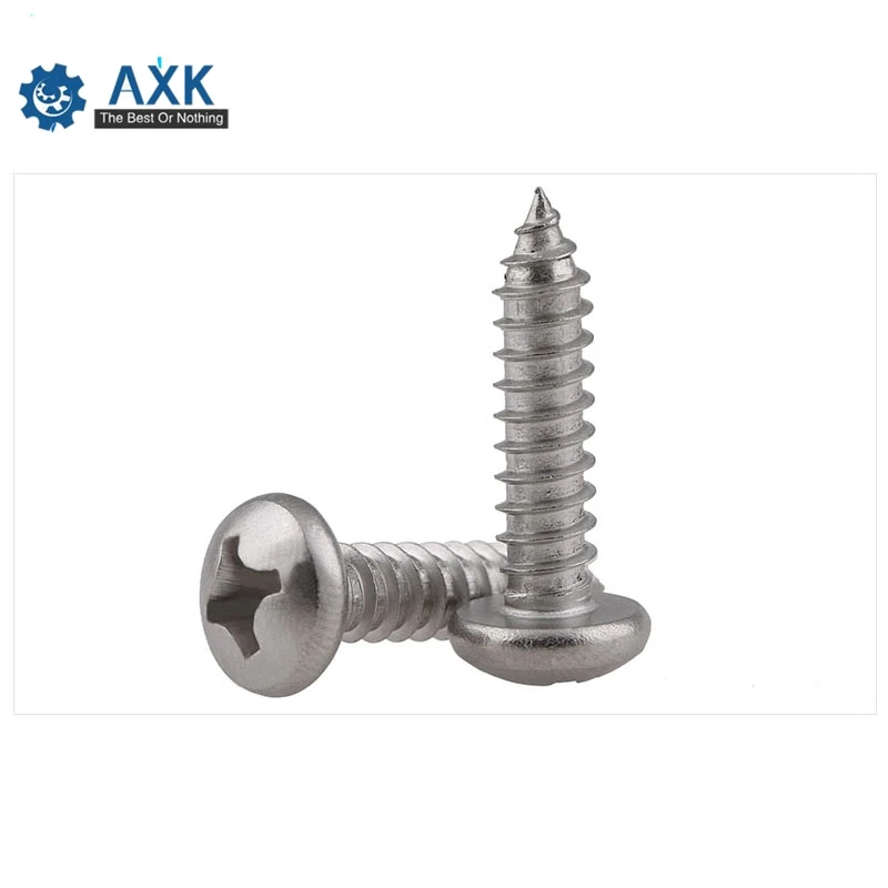 DIN7981 M2.2 M3 M3.5 M4 M4.2 M4.8 GB845 304 Stainless Steel Cross Recessed Pan Head Screws Phillips Self-tapping Wood Screws