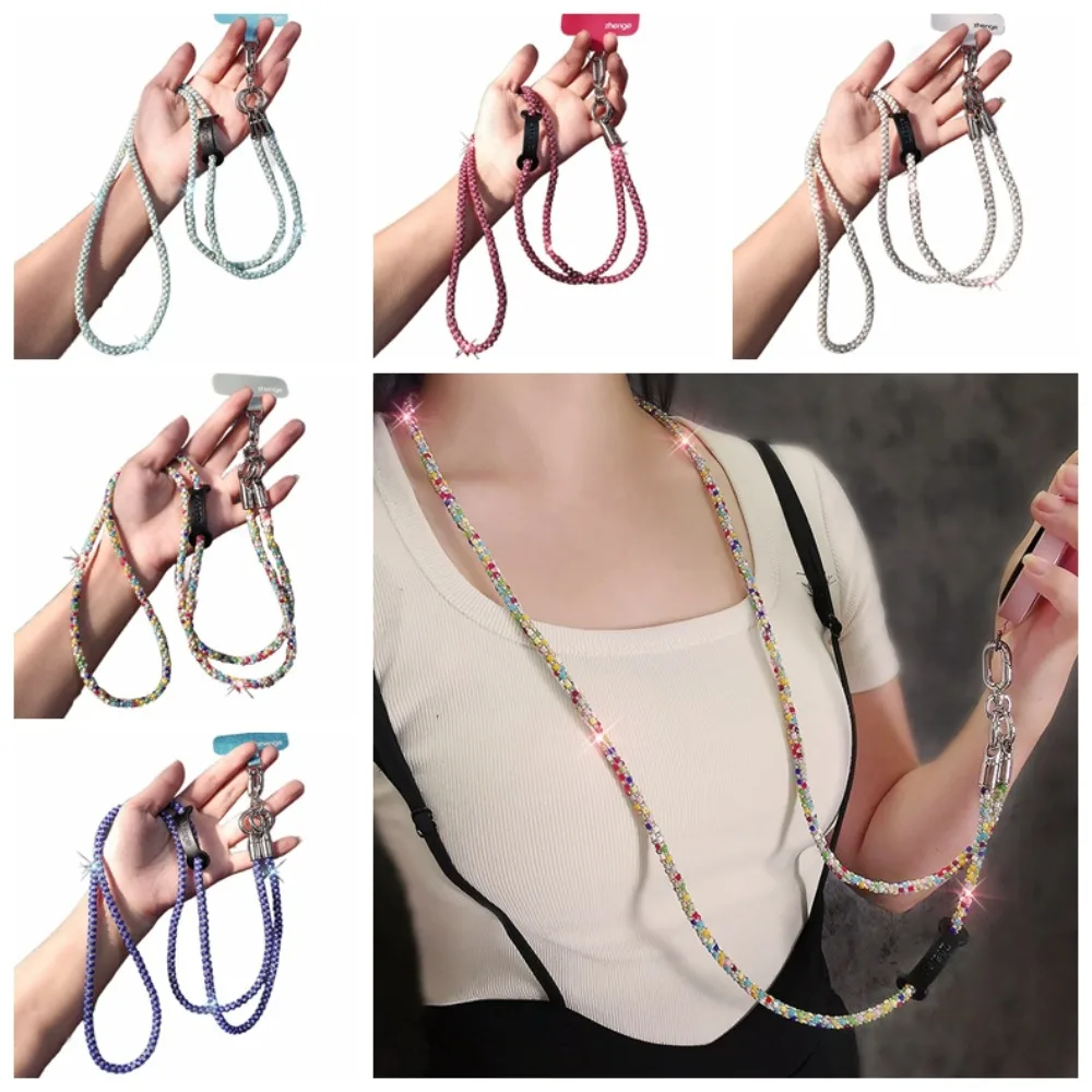 

Hanging Cord Glitter Rhinestone Phone Lanyard Long Style Crossbody Chain Mobile Phone Rope Luxury Anti Drop Mobile Phone Chain
