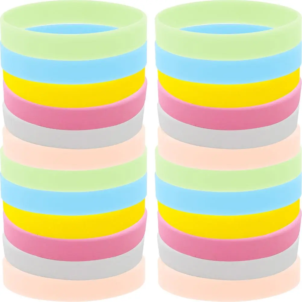 

24 Pcs Glow in Dark Bracelets Night Luminous Silicone Child Wristbands Party Supplies Fun Accessories Neon Rubber LED