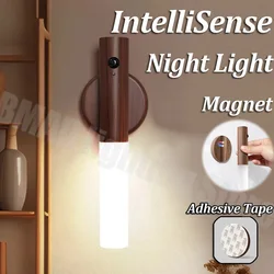 Magnetic Wood Wireless Night Lamp Rechargeable PIR Motion Sensors Led Wall Light for Living Room Under Cabinet Kitchen Lighting