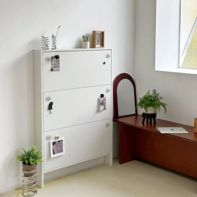 Ins Wind خزانة أحذية رفيعة للغاية مدخل باب منزلي حديدي خزانة أحذية ضيقة للغاية رفيعة #3