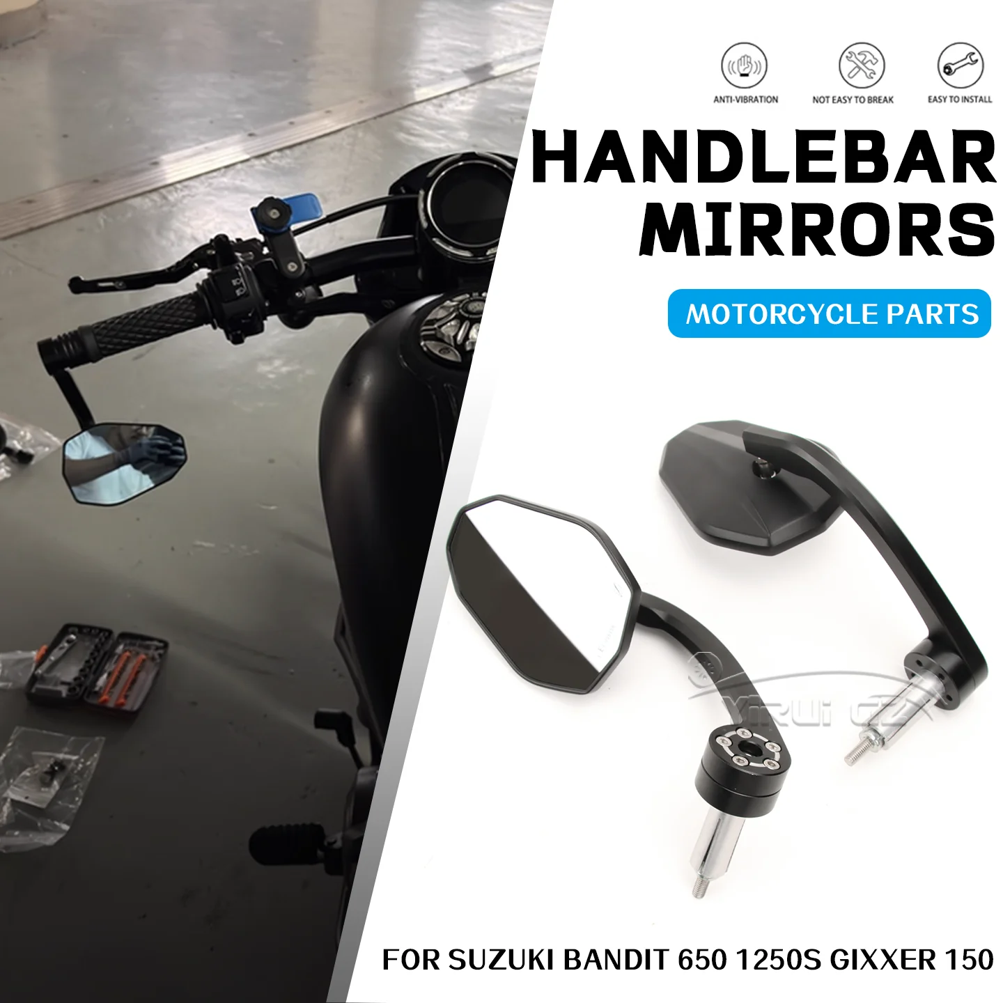 

Для Suzuki Bandit 650 1250s Gixxer 150 мотоциклетное зеркало на конце руля, боковые зеркала заднего вида, широкое видение Bandit 650 1250s