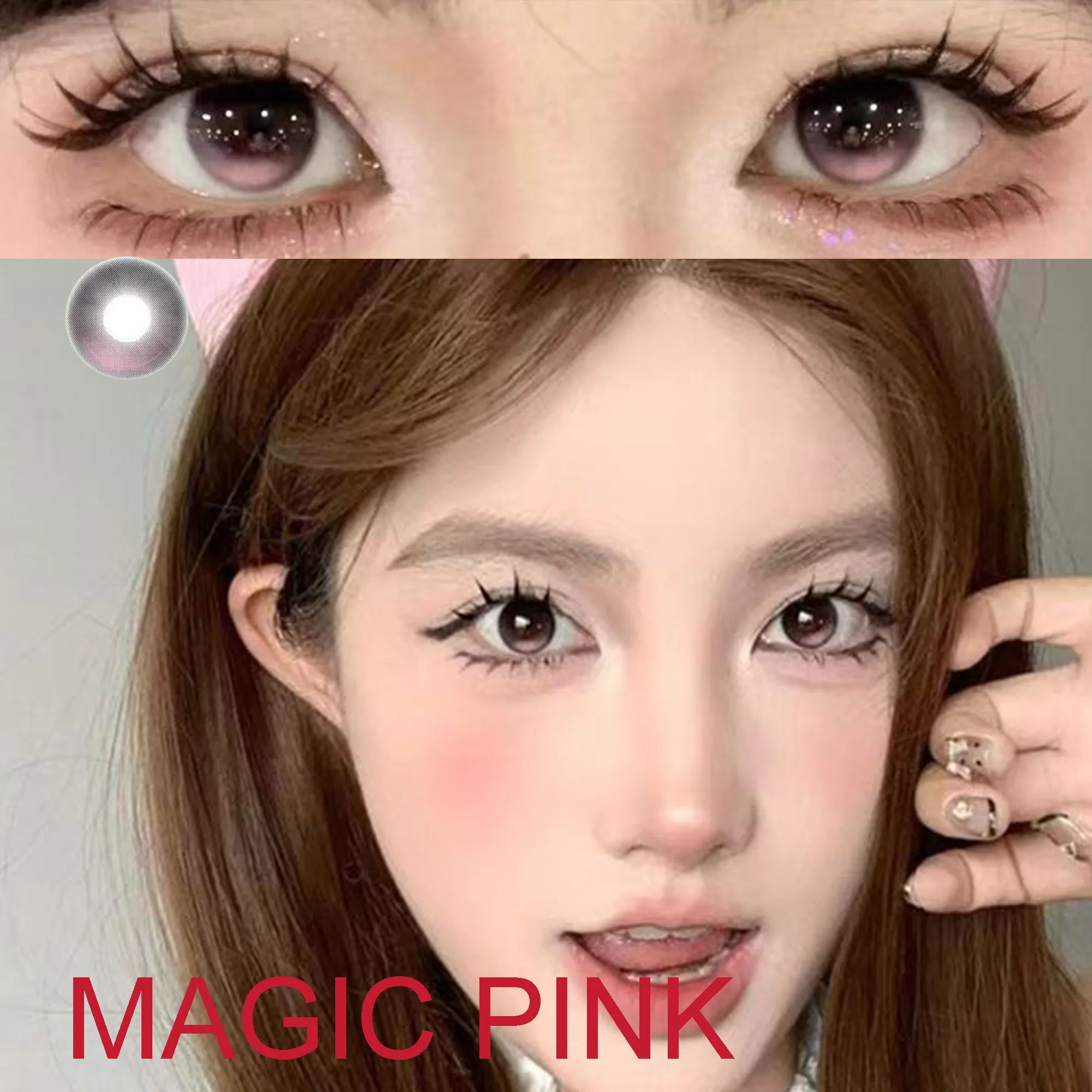 14.20mm Yearly Anime Soft Contact Lenses with Power Women Men lentes de contacto Magic Pink Black