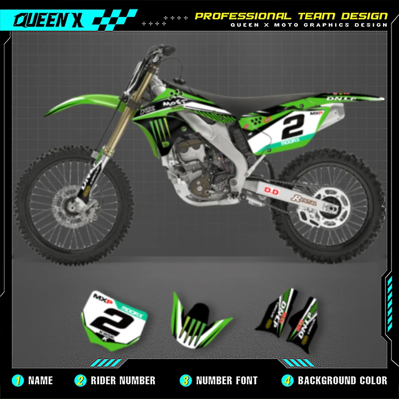 Queen X MOTOR Customize Motorcycle Graphics Decals Stickers Kit For KAWASAKI KXF250 KX250F KXF 250 2006 2007 2008 002
