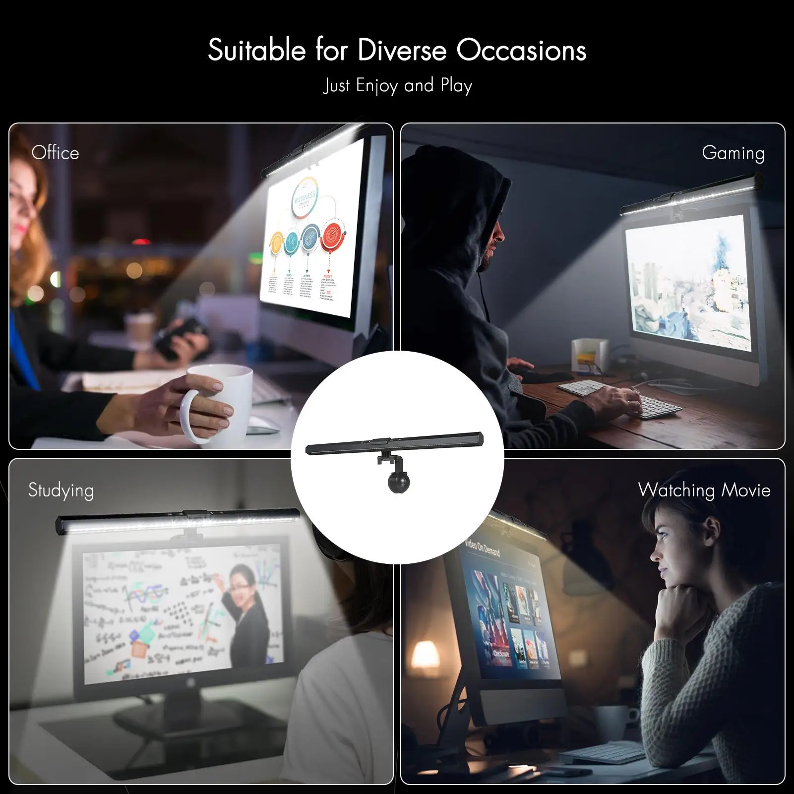 

Neoglint 84LED Screen Light: Touch Control, 3 Color Temp, 10 Levels Dimmable, USB-C, IP44