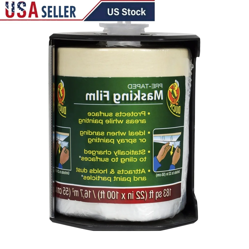 

Предварительно наклеенная маскирующая ткань, прозрачный полипластик, сверхмощный, 22 дюйма x 100 футов, идеальная живопись, проекты «сделай сам», для использования в помещении и на открытом воздухе