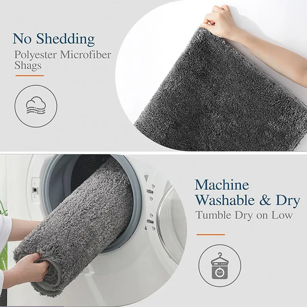 Bath Mat Super Absorbent Non-slip Shower Mat Absorbent U Shaped Toilet Rug Plush Floor Mat Non Slip Contour Bathroom Machine