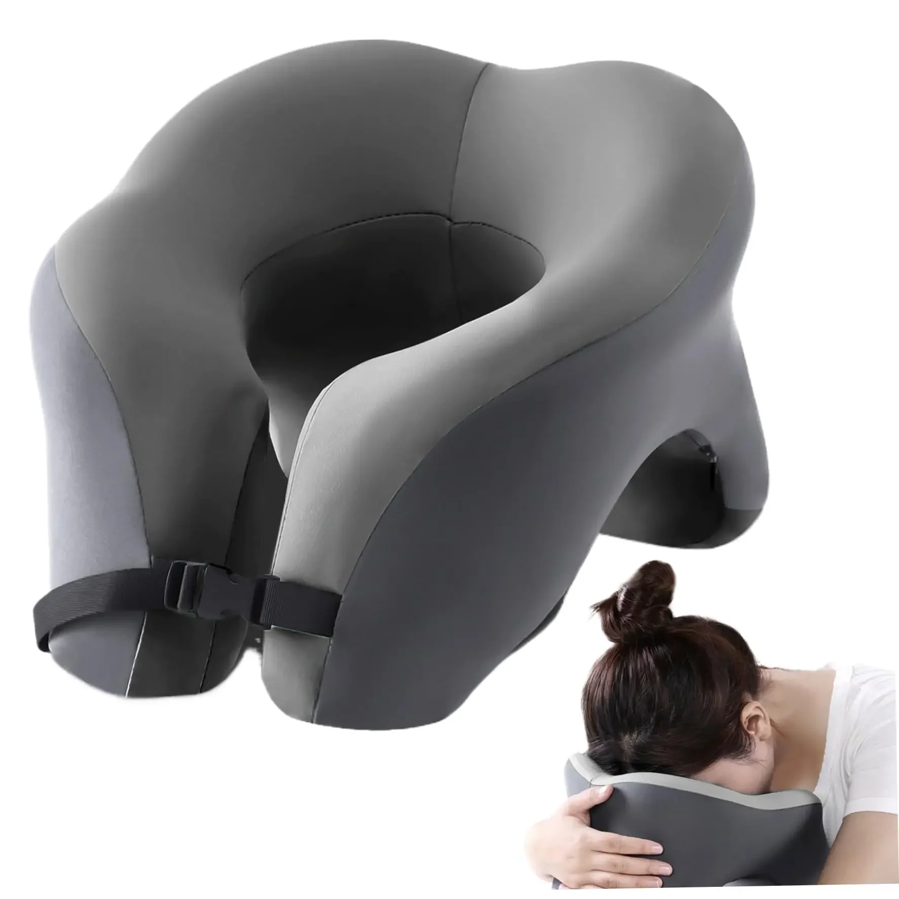 

2-in-1 Travel Pillow Face Down with Cooling Gel Foam Face Pillow Relax Arms Sleeping on table during lunch break