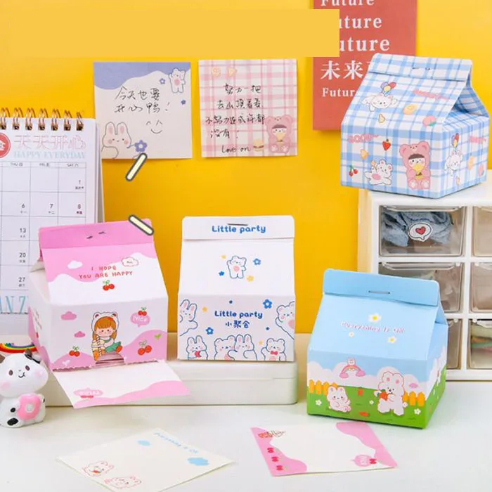 

12 box/lot Creative Milk Box Animal Memo pad Sticky Notes Cute N Times Stationery Label Notepad Bookmark Post school Supplies