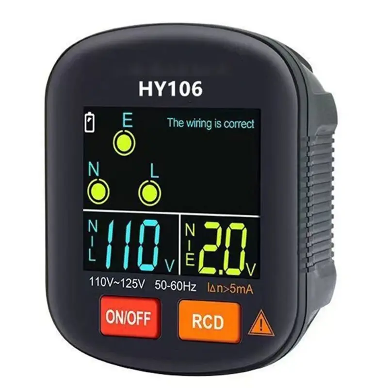 N75R-Voltage Display GFCI Outlet Tester With LCD Screen, 3 Prong Receptacle Testing Functionality Us Plug