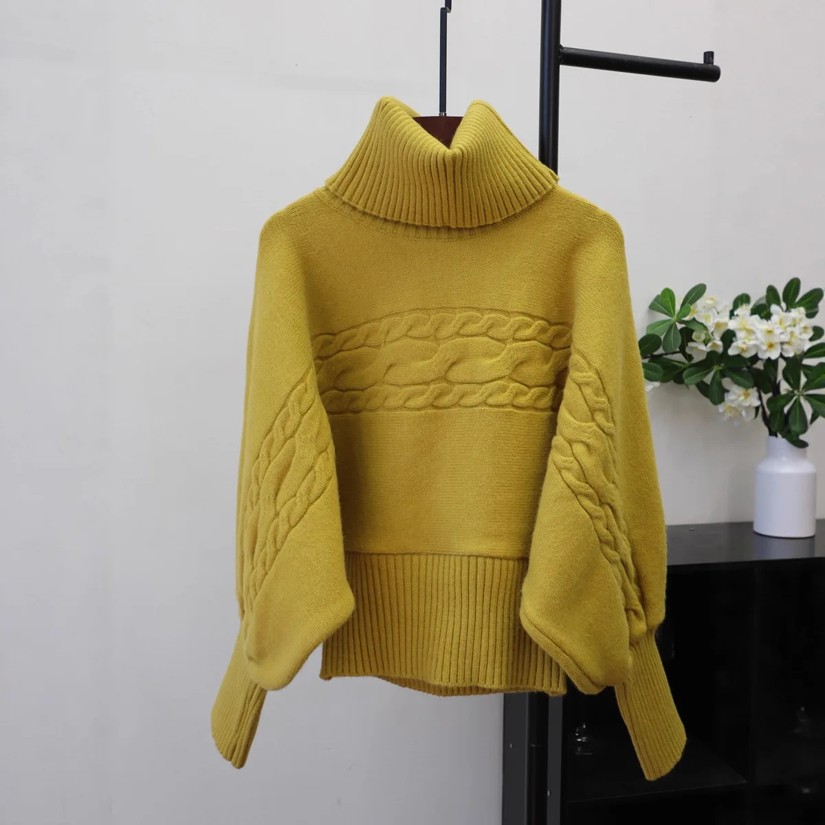 Jerséis de punto para mujer, jerséis lisos, calentador de cuello, cuello redondo, manga larga, suelto, para oficina, elegante, informal, Otoño Invierno 2025