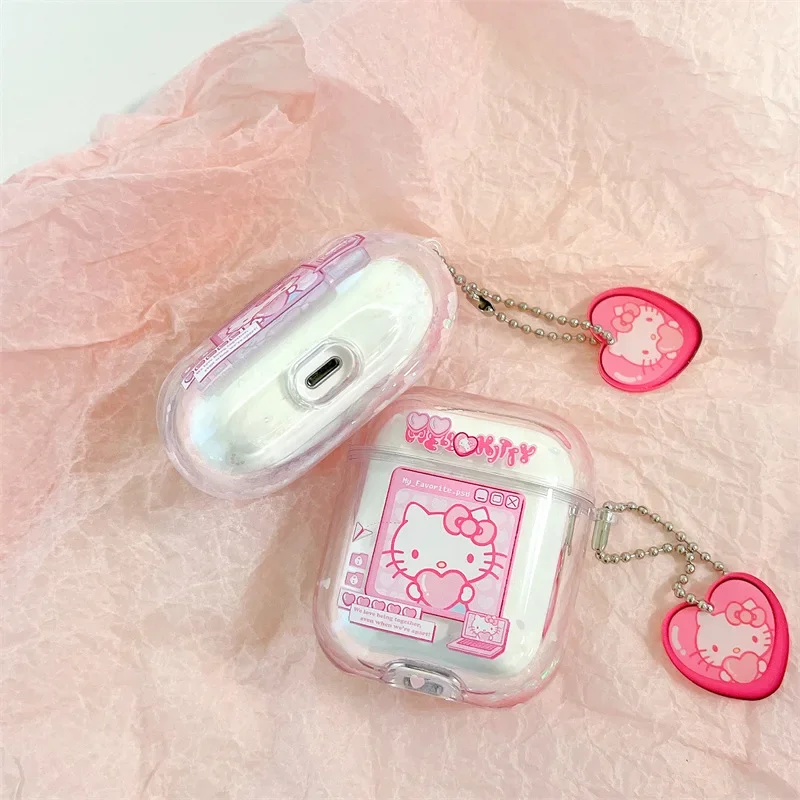 Funda de auriculares Hello Kitty para Airpods 1 2 Generación Pro 3, Fundas protectoras, cubierta de auriculares Bluetooth, silicona gruesa a prueba