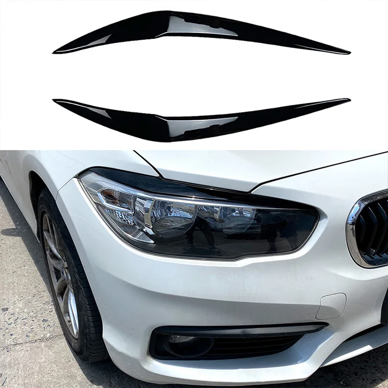 

2 Pcs Car Headlight Cover Eyelid Gloss Black Eyebrow For BMW 1 Series F20 F21 2015-2019 Replacements Head Light Eyelids