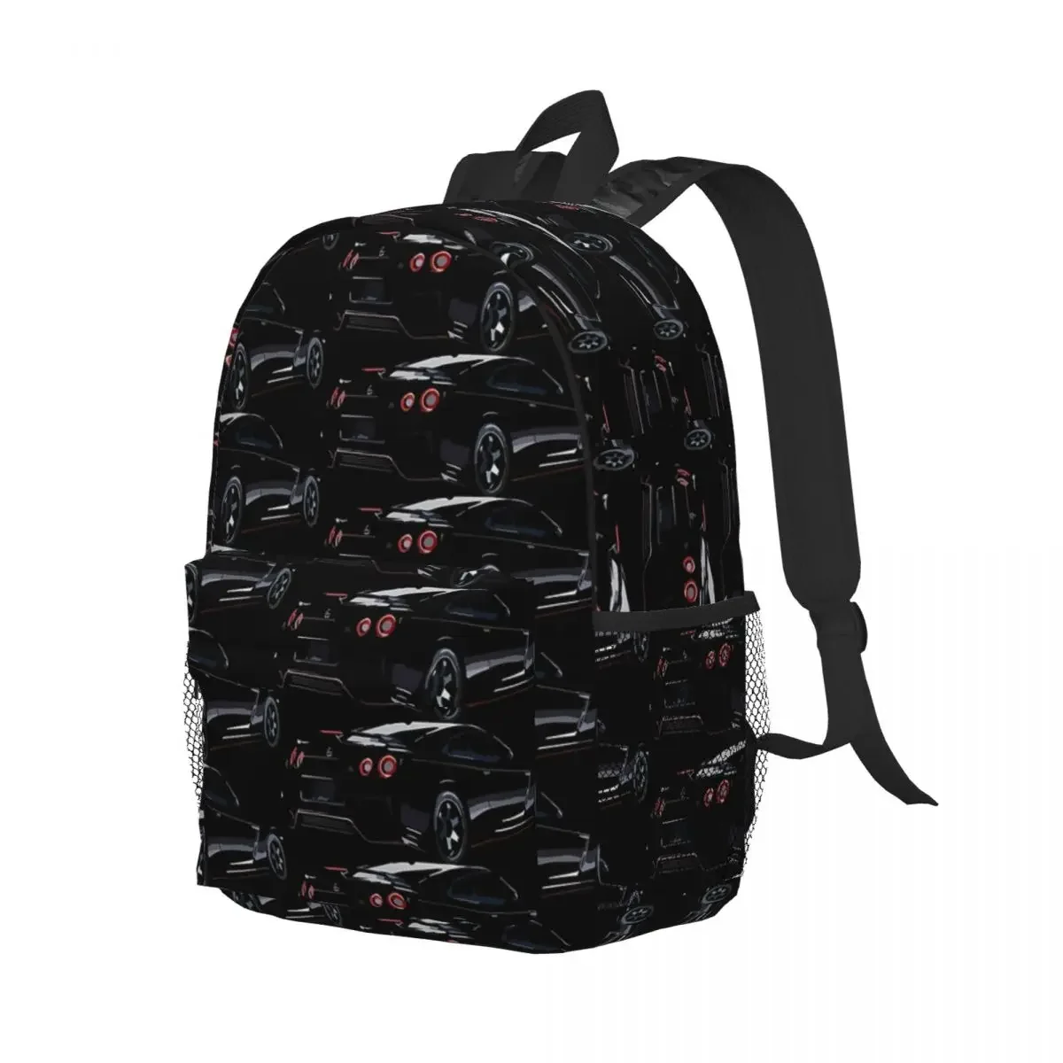 Preto nissan gtr mochilas meninos meninas bookbag estudantes casuais sacos de escola viagem bolsa ombro grande capacidade