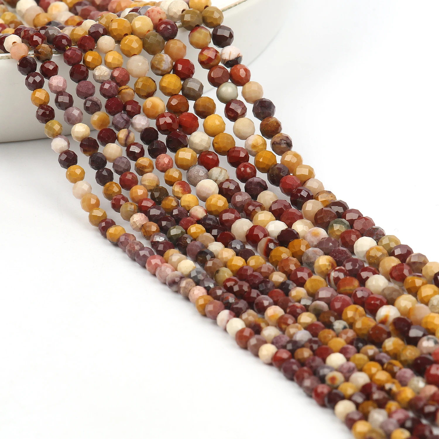 3 4mm Natural Faceted Mixed Mookaite Gems Stone Loose Spacer Beads for Jewelry DIY Making Bracelet Earrings Accessories 15\'\'