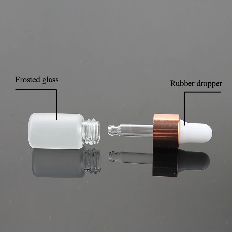 Ensemble de Bocaux en Verre Givré avec Bouchon en Or Rose, Flacons d'Huile Essentielle Hi, Pipup Hi, 2ml, 3ml, 5ml, 8 Pièces