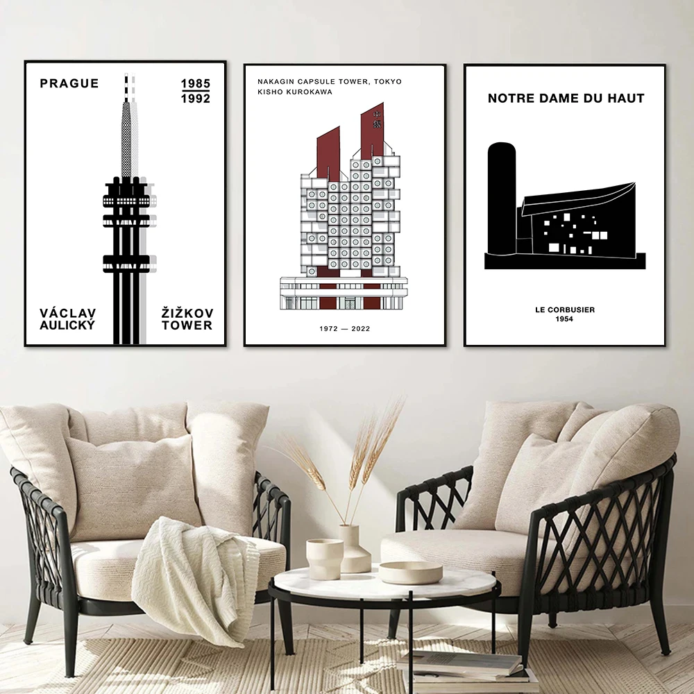 Le Corbusier City Architecture Bauhaus Minimal Posters and Prints Canvas Printing Wall Art Picture for Living Room Office Decor