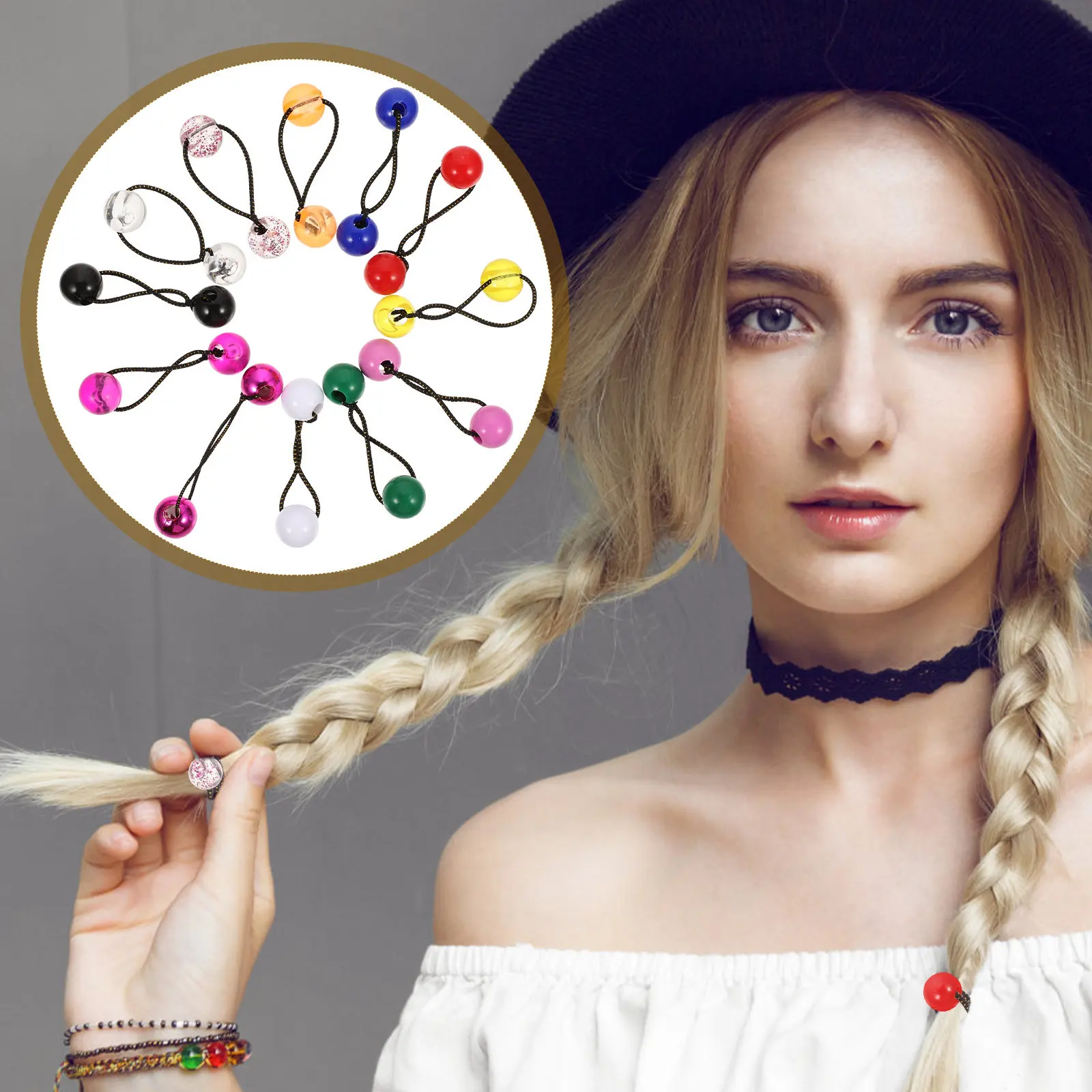 

24 Pcs Hair Tie Double Balls Ties Ornaments Pompom Elastic Scrunchies Rope for