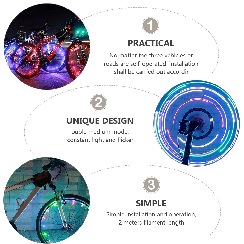 

1pc Bicycle Wheel Light USB Rechargeable Waterproof Lamp 950mAh Bike Night Riding Wire LED Kit Decorative String