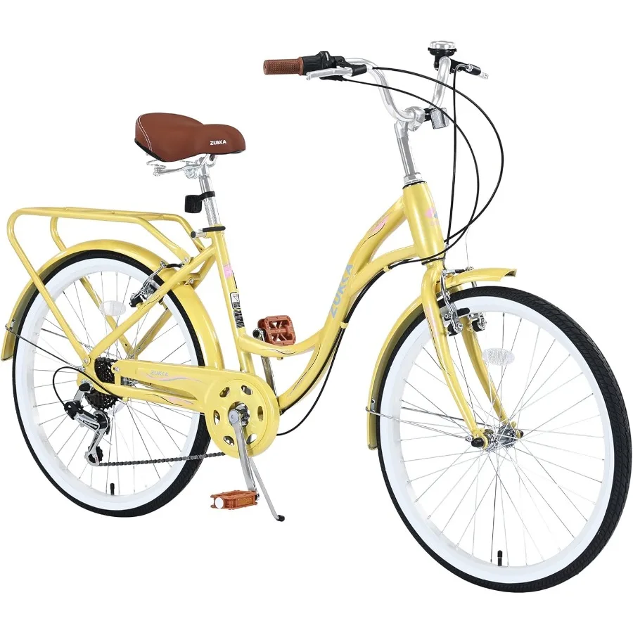 

24, 26-дюймовый велосипед для взрослых, женский велосипед Cruiser, 7 скоростей, стальная рама, велосипеды Cith, пригородный велосипед для женщин, мужчин, пожилых людей, разные цвета