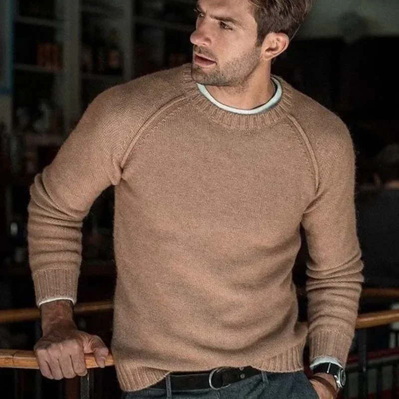 

Autumn Winter Solid Sweater Men New Casual Slim Fit Mens Knitted Sweaters Comfort O-Neck Knitwear Pullover Men S-3XL Pull Homme