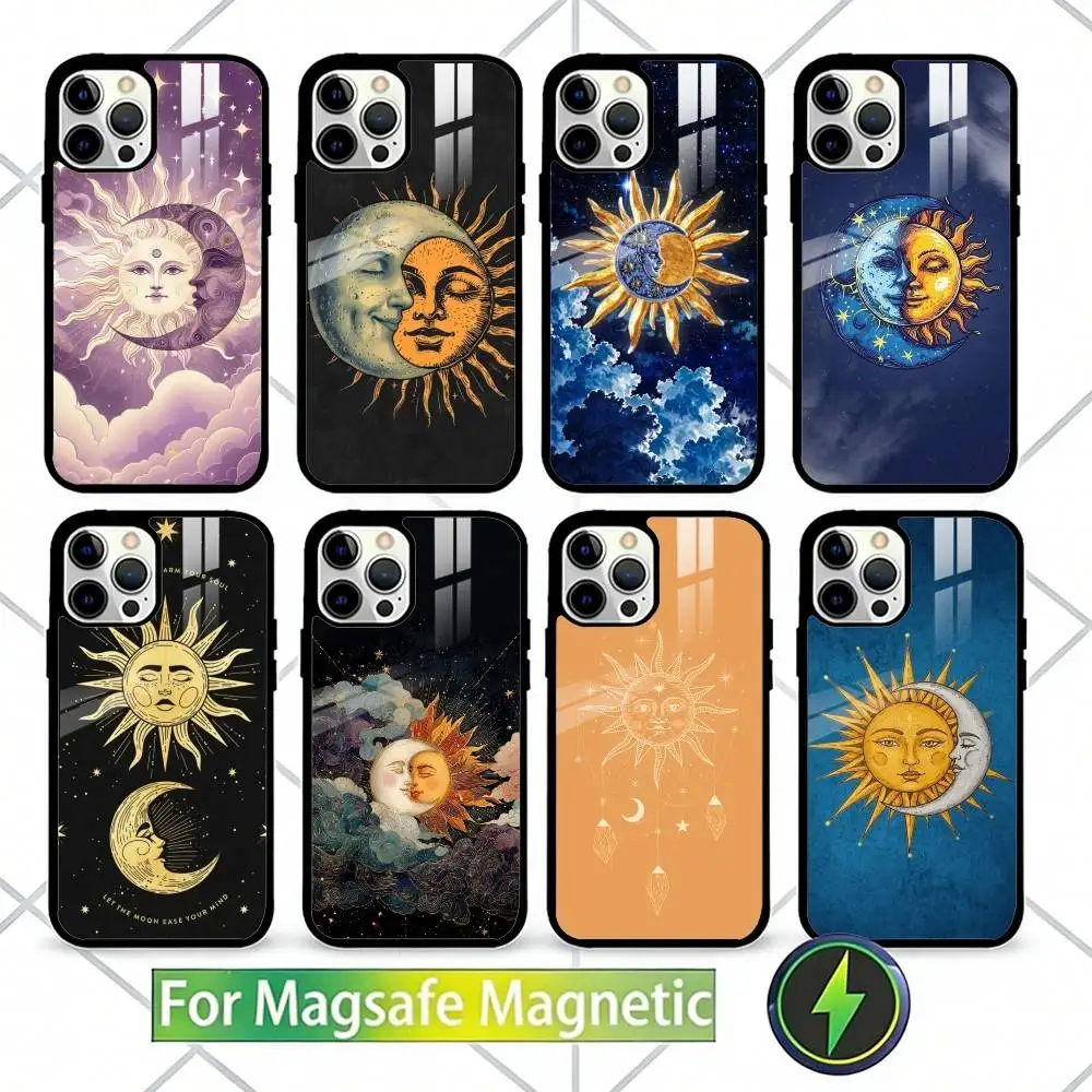 

Sun & Moon Phone Case For iPhone17,16,15,14,13 Plus,Pro Max Magnetic For Magsafe Wireless Charging