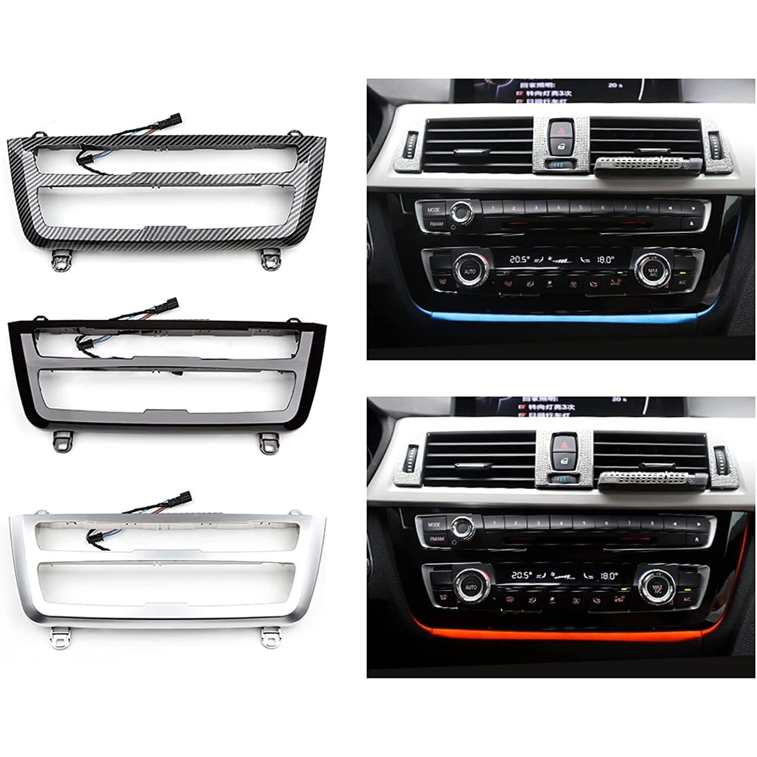 For BMW 3 4 Series F30 F35 F31 Center Console AC Panel Ambient Light Radio Trim LED Dashboard Atmosphere Lamp 2012-2019