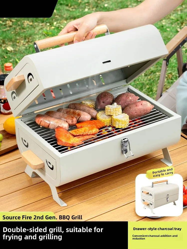 

Уличный портативный угольный гриль BSWolf из нержавеющей стали для дома, сада, кемпинга и путешествий, с подставкой для костра