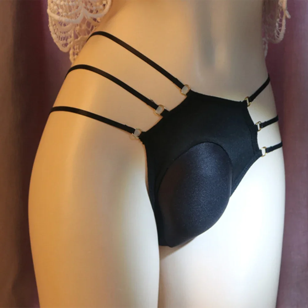 Mens Hollow Out G-String Thong Sexy Male Underwear T-Back Sissy Underpants Sexy Cross-dresser Camel Toe Panties For Gay