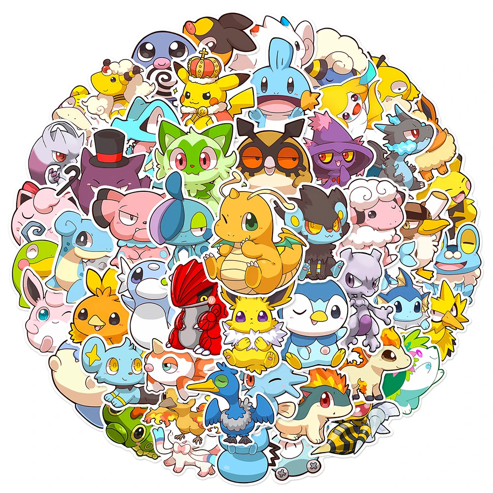 10/30/50PCS Cute Anime Pokemon Stickers Decals DIY Laptop Phone Bike Waterproof Cute Graffiti Cartoon Sticker Kids Toys Gifts