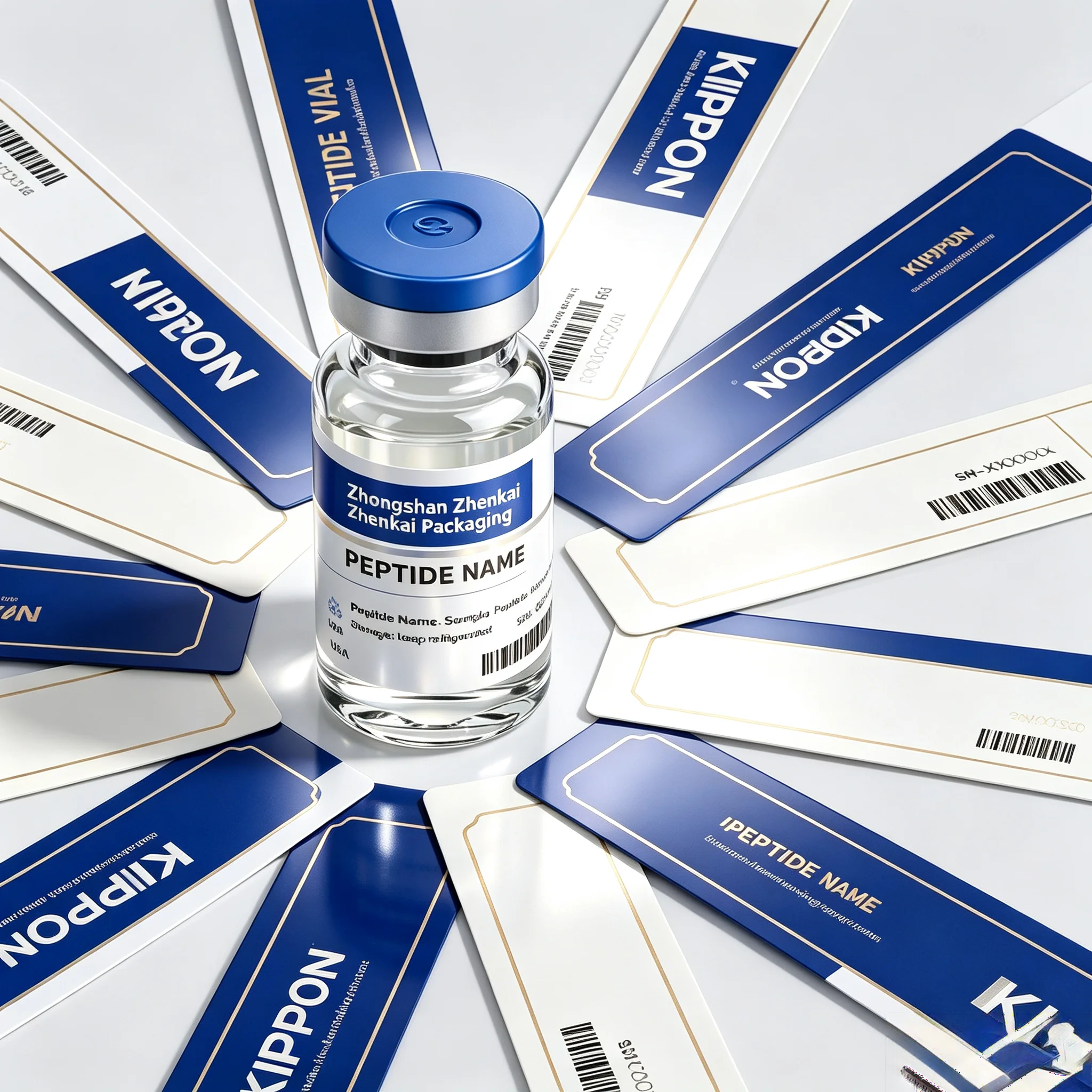 Skincare Fitness Supplement Custom Peptide Packaging Set Self Adhesive Stickers Color Boxes Compatible 3ml 5ml 10ml Vials