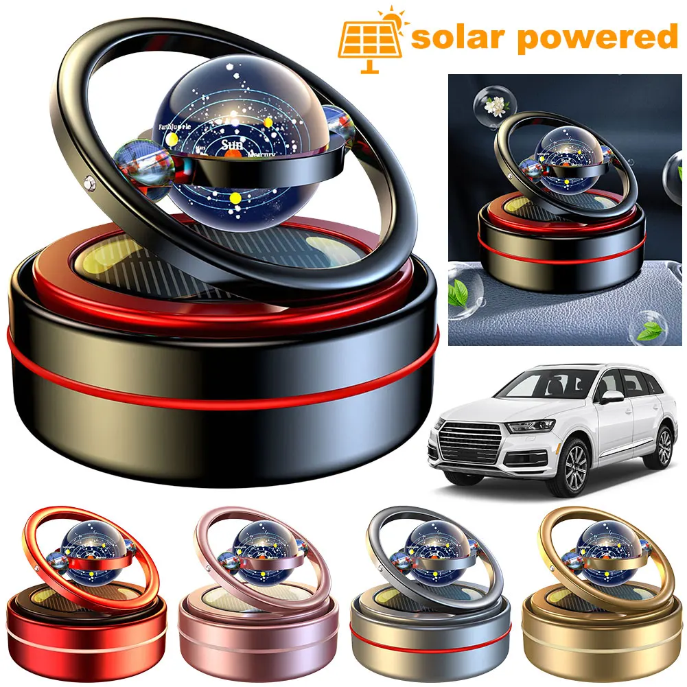 Solar Powered Car Air Freshener Rotating Car Aromatherapy Diffuser Air Purifier Essential Oil Diffuser for Car