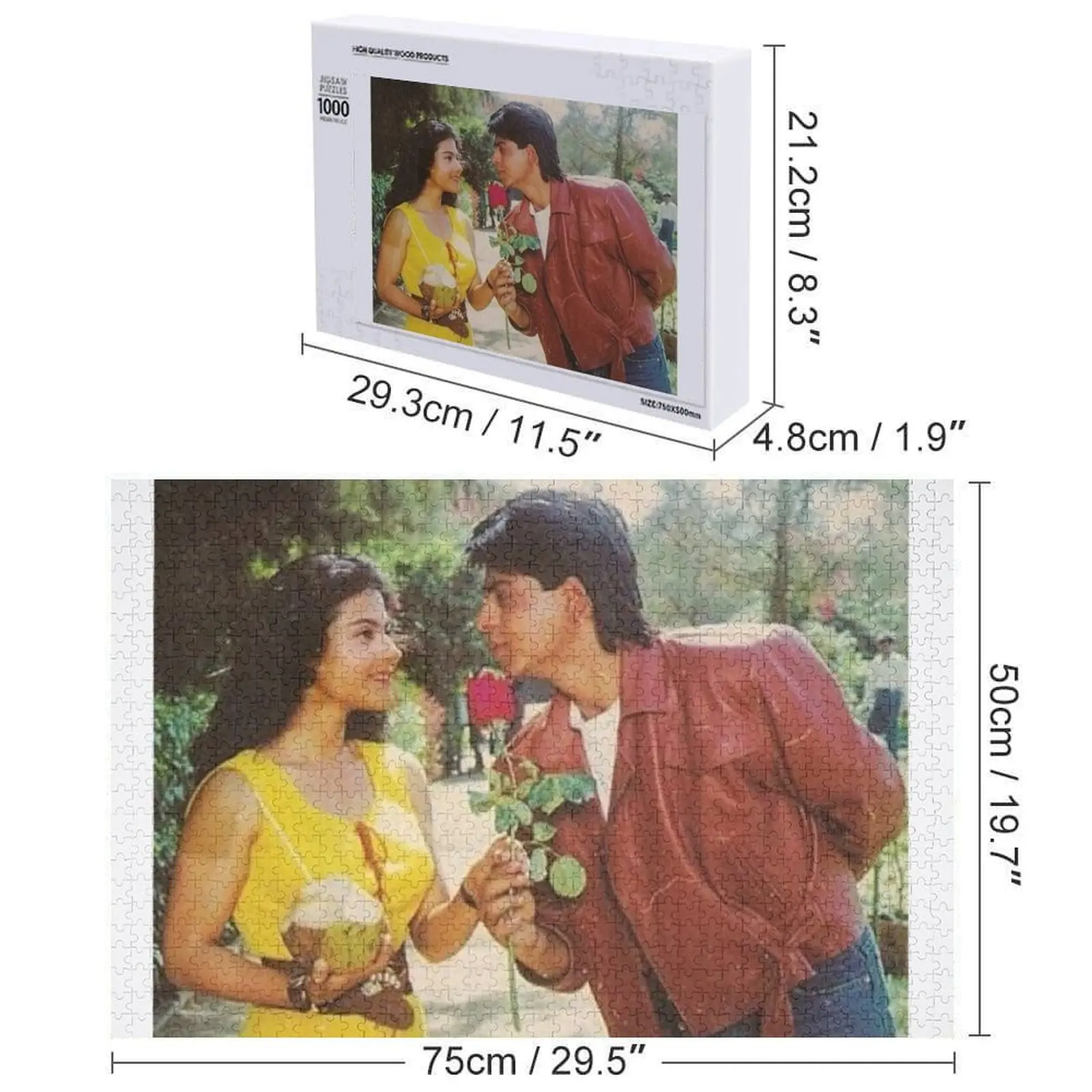 shahrukh khan and girl Jigsaw Puzzle Wooden Name Custom Personalized Custom Puzzle
