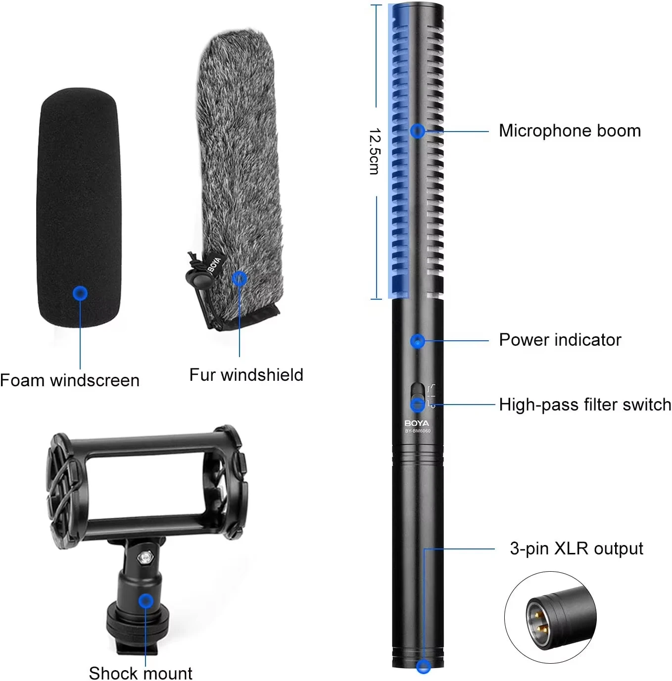 Interview Shotgun Microphone XLR BOYA Pro Broadcast Quality Mic BY-BM6060 for Canon Nikon Sony Camcorders New Gathering Youtube