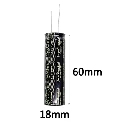 2 pcs 18x60mm(0.71x2.36in) Super Capacitor 2.7V 100F Farad Capacitance Winding Type Energy Storage