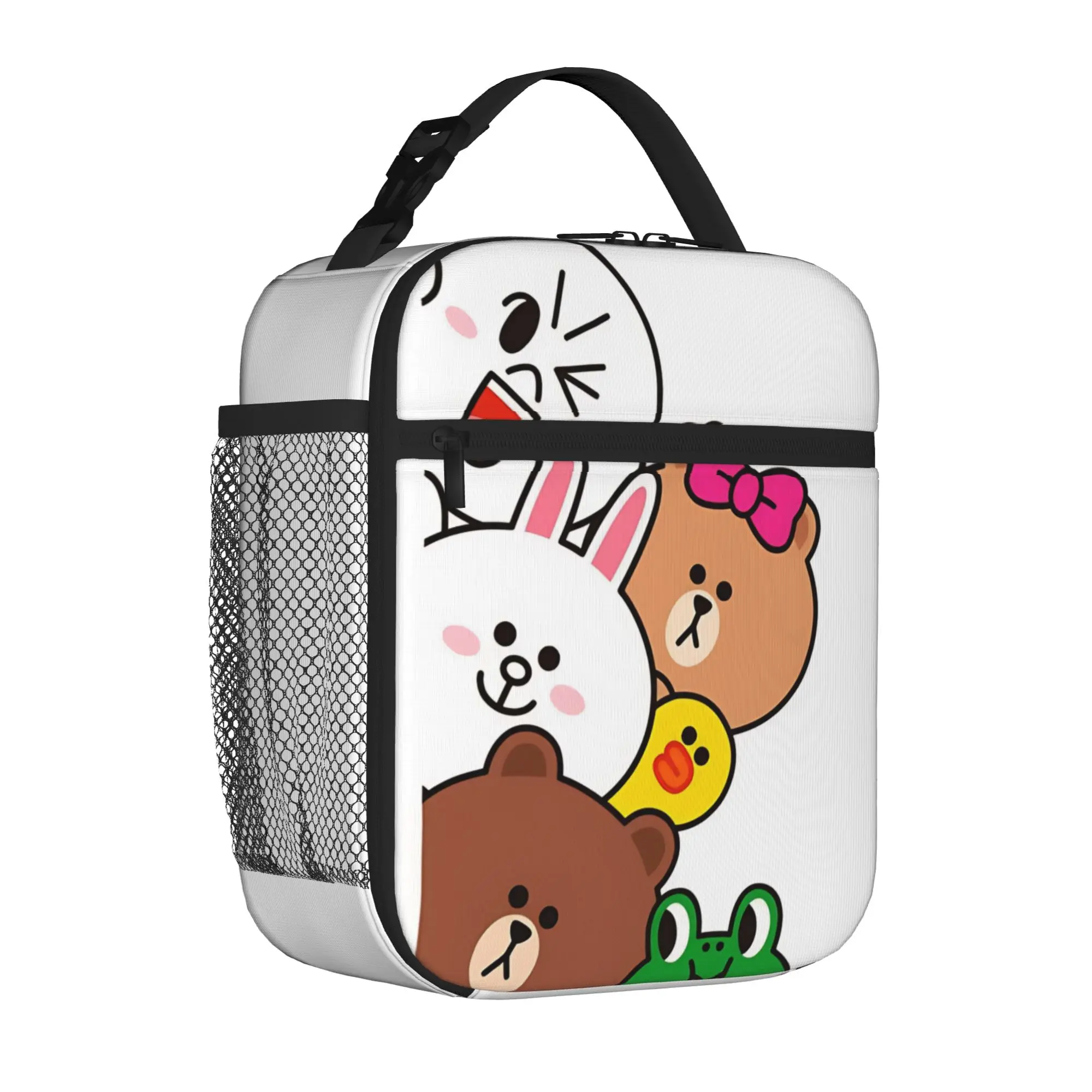 1 Piece Portable Lunch Container Fluffy Crew  Zipper Closure Durable Pocket Brown Bear For Lunch Box Bag