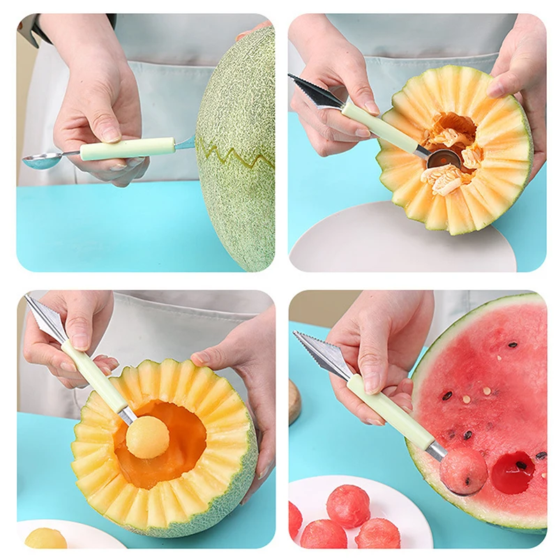 Multi Function Fruit Carving Knife Watermelon Baller Ice Cream Dig Ball Scoop Spoon Baller Kitchen DIY Cold Dishes Tools Gadgets