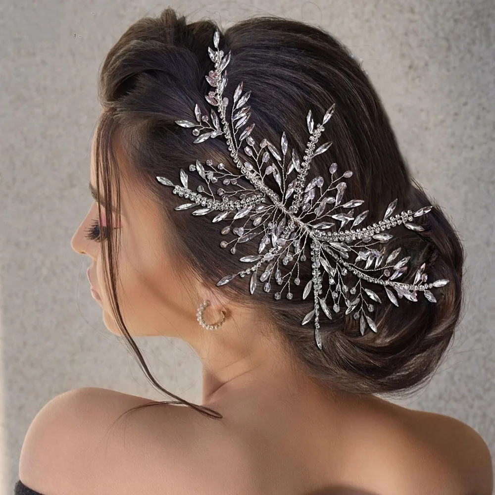 Grampo de cabelo de noiva de cristal de casamento decorativo headdress strass cluster grampo de cabelo feminino fascinators para casamentos cabeça peça